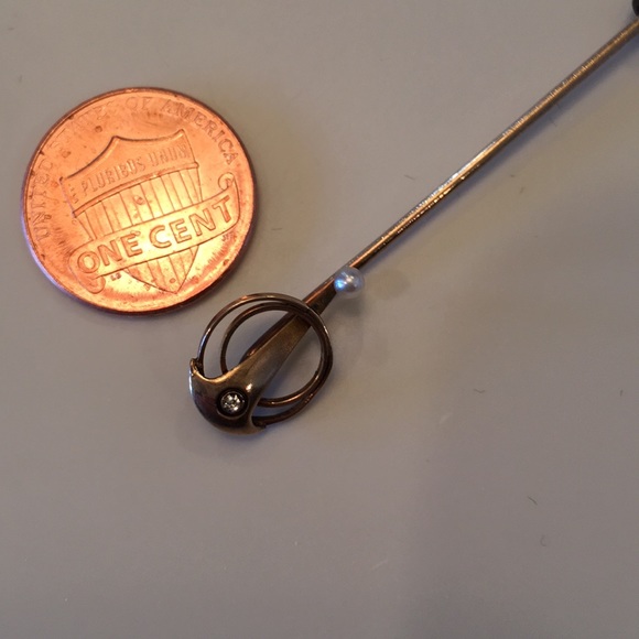 10 K diamond & Pearl stick pin - Picture 4 of 4